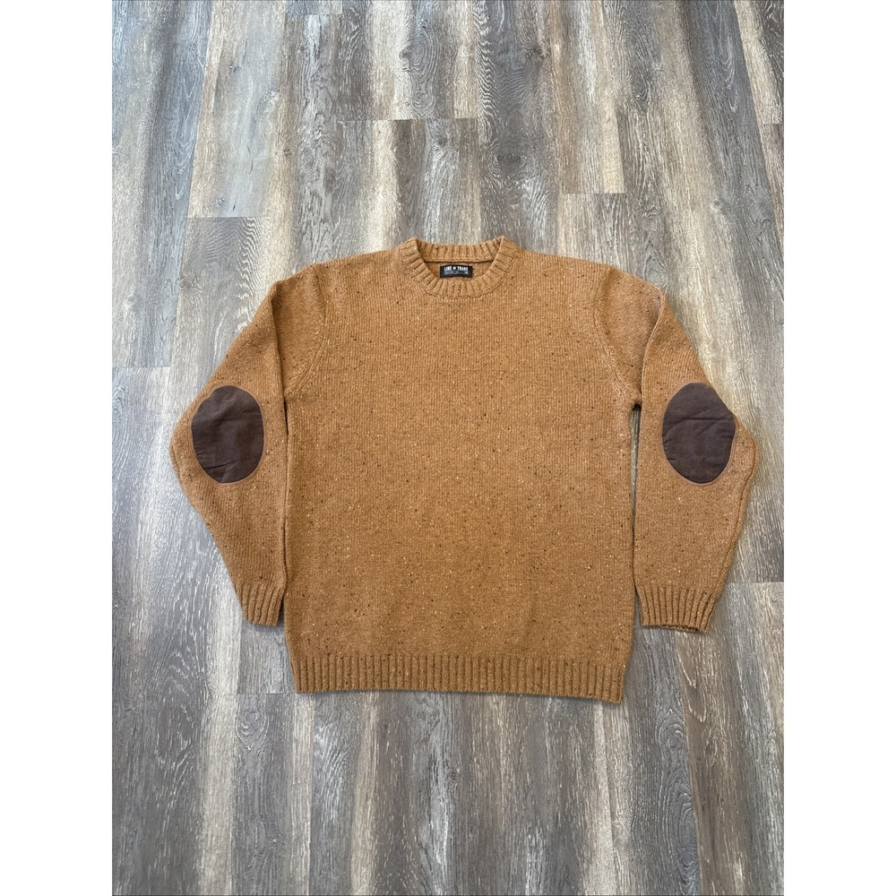 Line Of Trade Women's Large Crew Neck Wool Sweater Elbow Pads  Brown